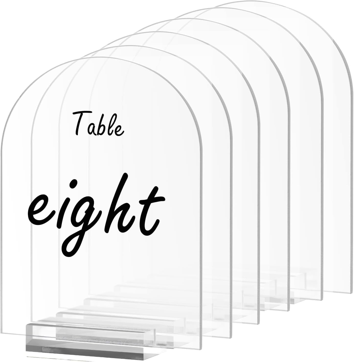 6 PCS Clear Arch Acrylic Sign With Stands 5×7 Inch Blank Table Numbers Menu