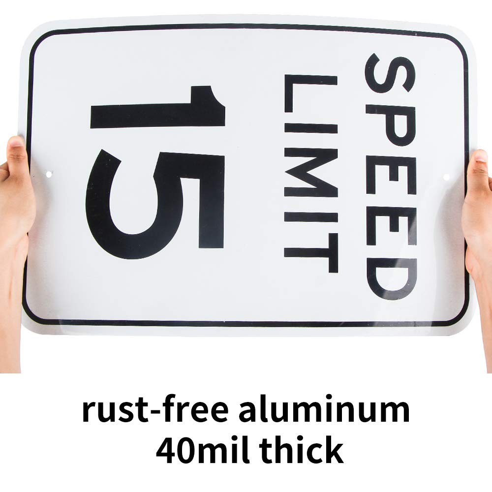 Large Speed Limit 15 MPH Sign 18×12 Inch 0.04 Aluminum Reflective Rust Free