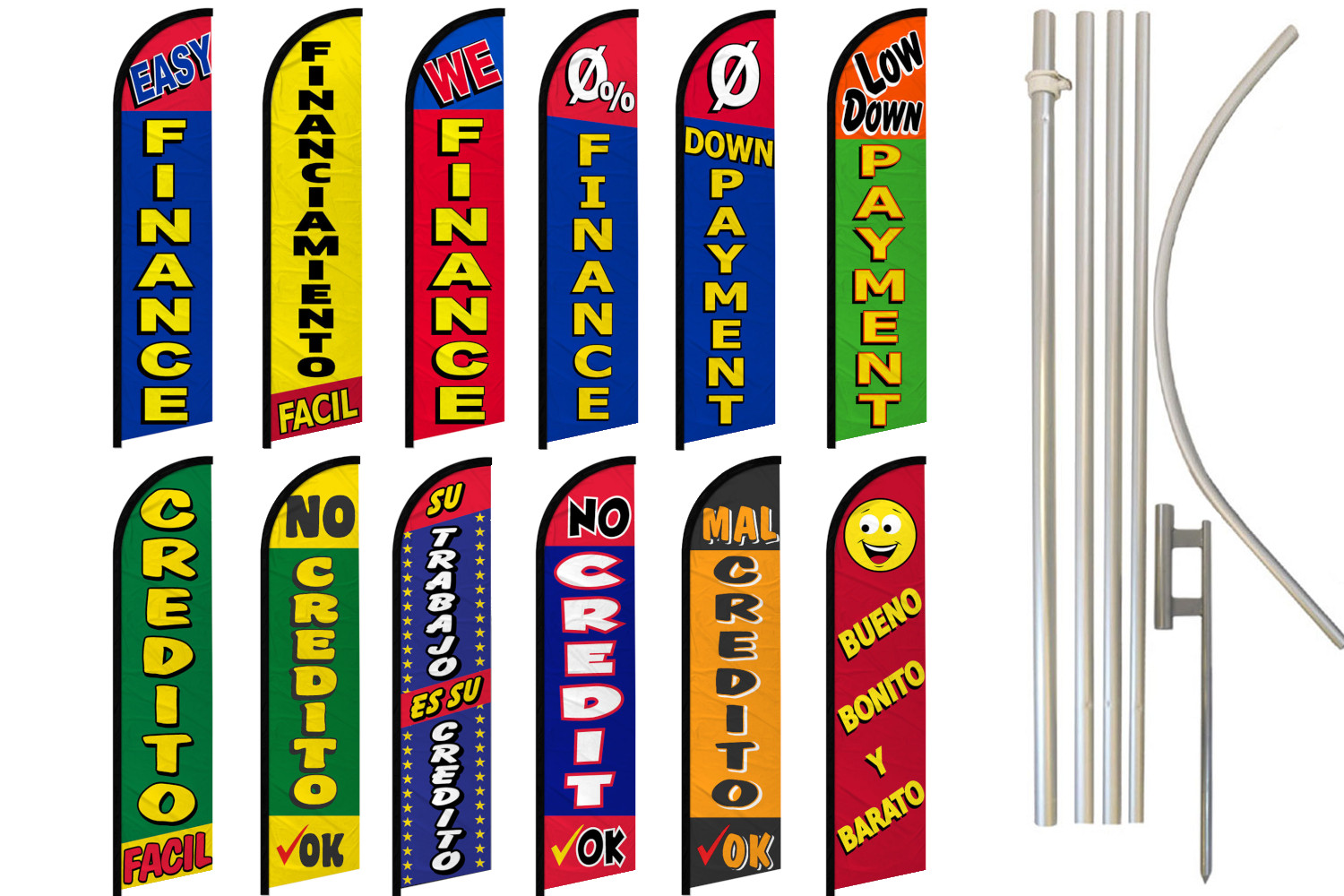 Financing Full Curve Windless Swooper Flag Pole Kit Auto Dealership