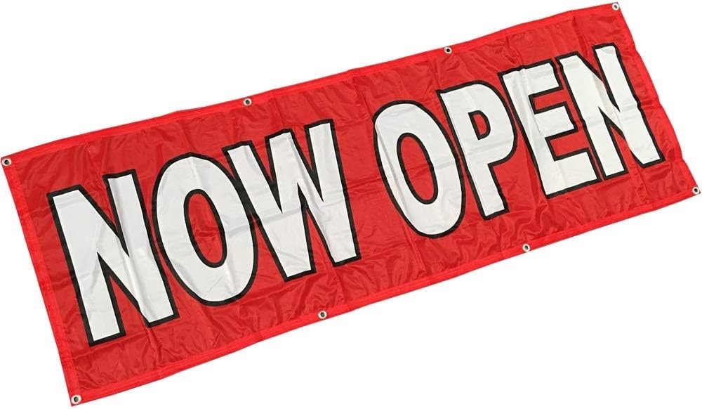 2×6 Ft NOW OPENING Banner Polyester Fabric Sign With Grommets rb