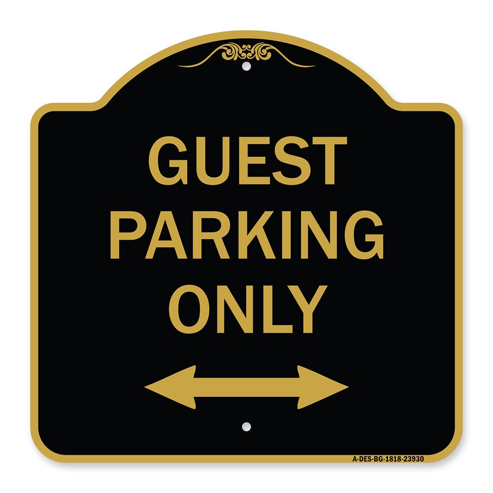 Designer Series – Guest Parking Only (With Bidirectional Arrow) Metal Sign