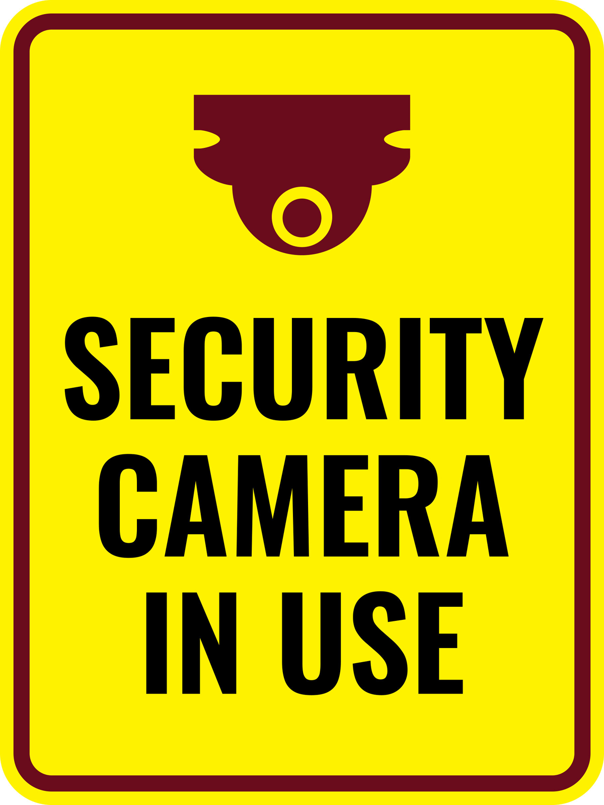 Portrait Round Plus Security Camera in Use Wall or Door Sign