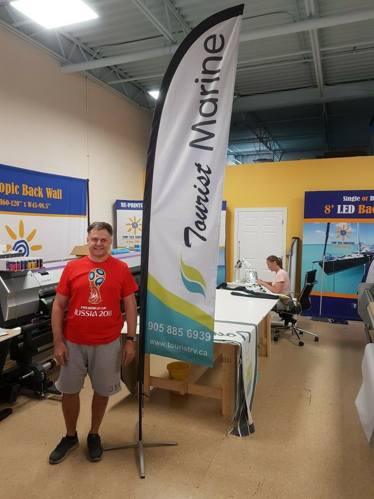 Trade Show Event 9ft Flag Signage + Double Sided Custom (Dye Sub) Graphics + Bag