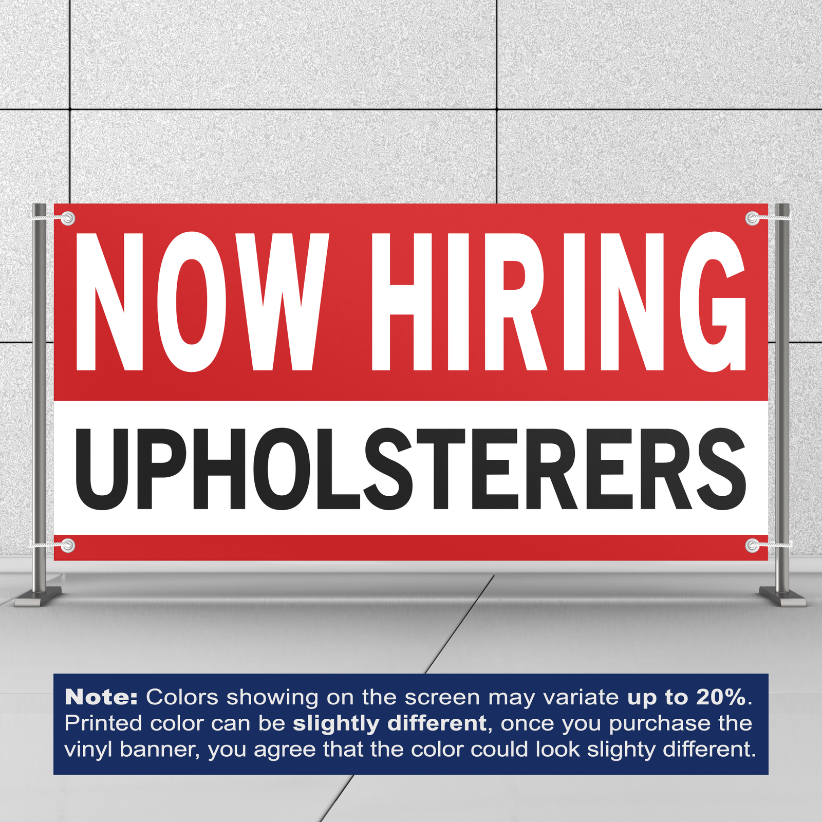 Now Hiring Upholsterers 13 oz Heavy Duty Vinyl Banner Jobs Available Help Wanted