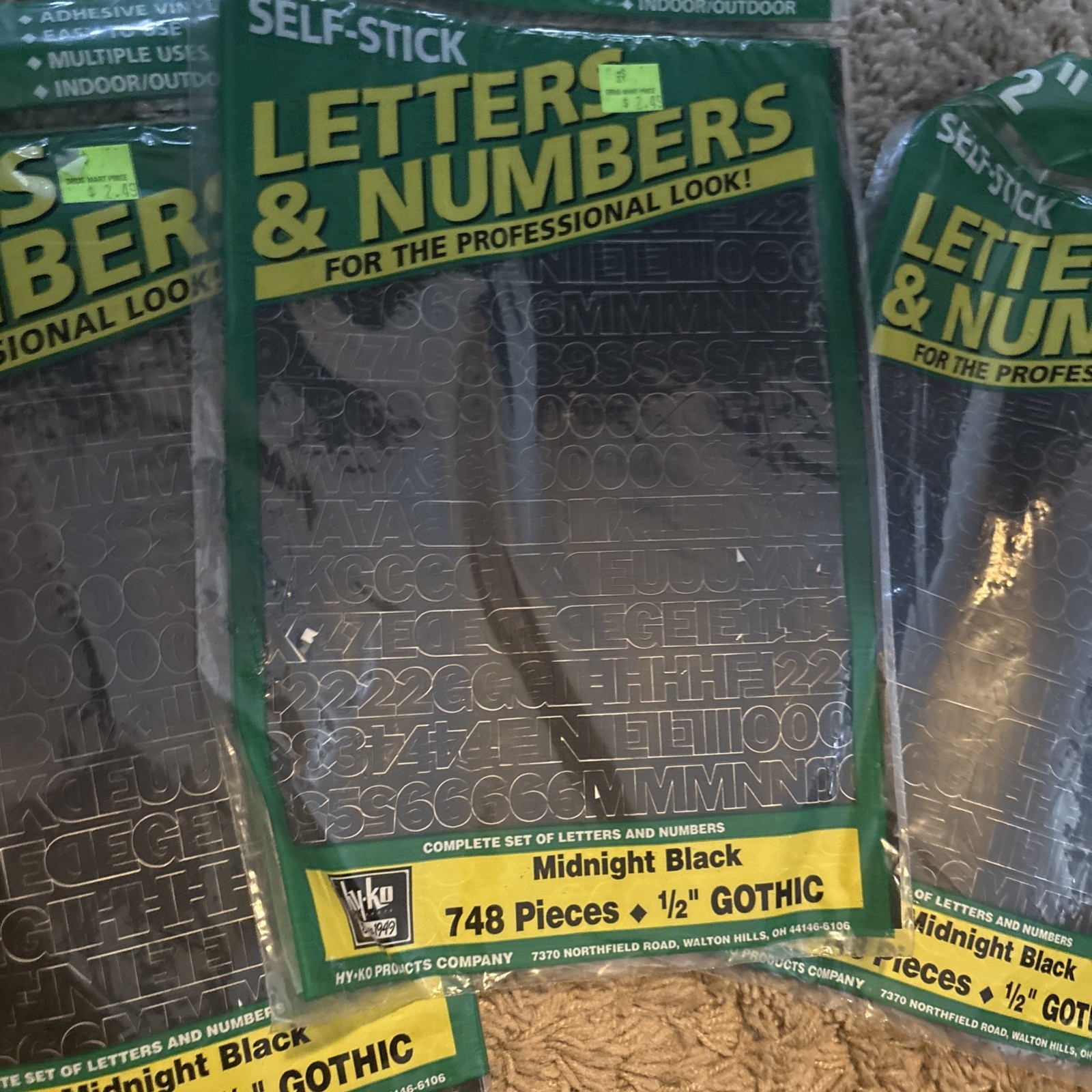 3 Packs – HY-KO Self-Stick Numbers & Letters DIY Lettering 748 PC Set 1/2”