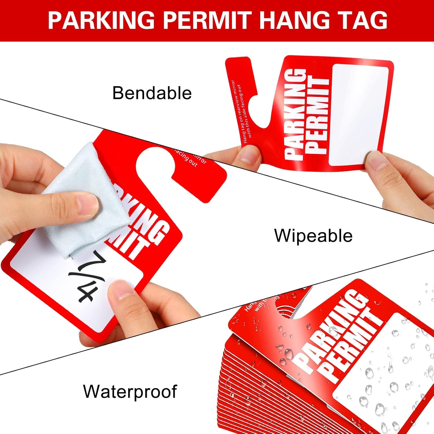 500 Pcs Parking Permit Hang Tags Bulk, Temporary Passes 2.99 x 5 inch, Red