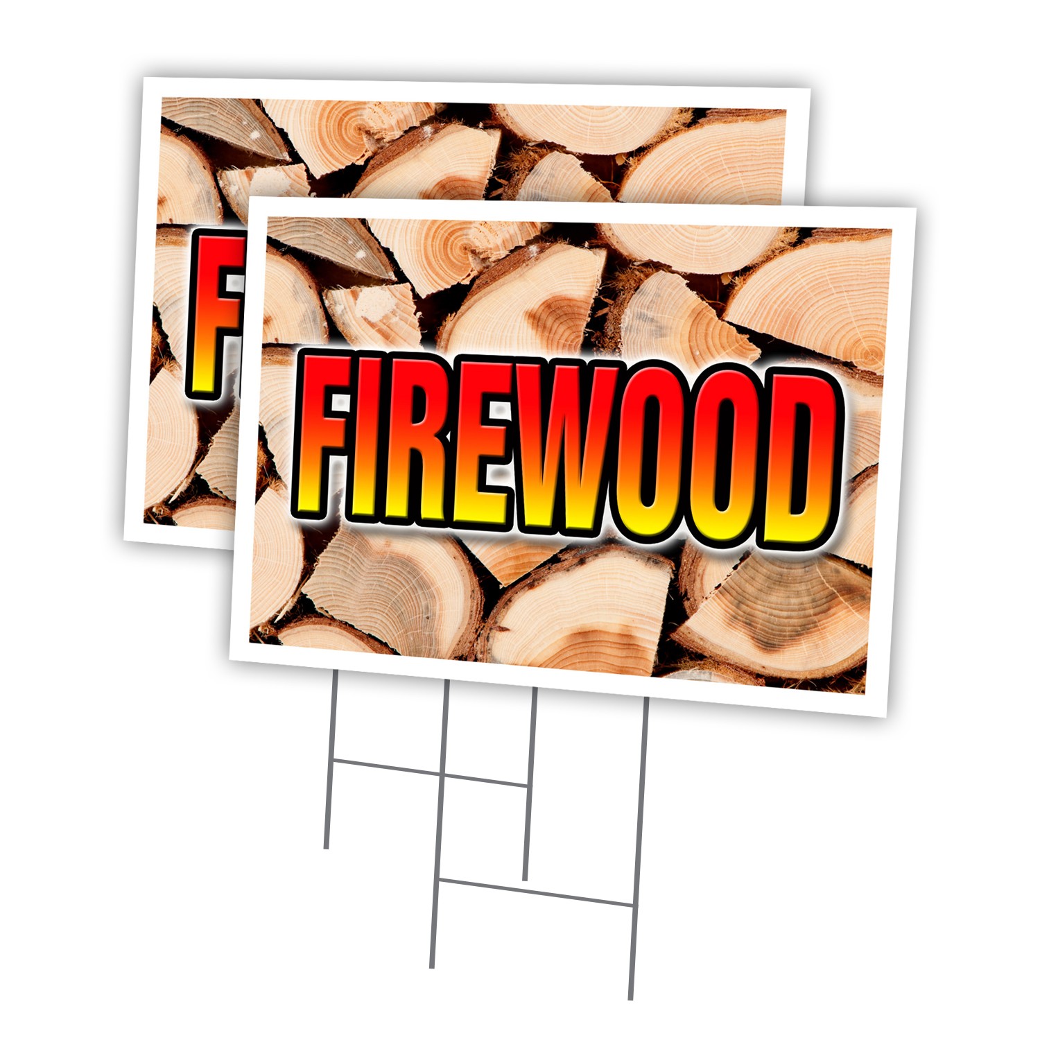 Firewood Multi-Pack of Yard Signs & Stake outdoor plastic coroplast window