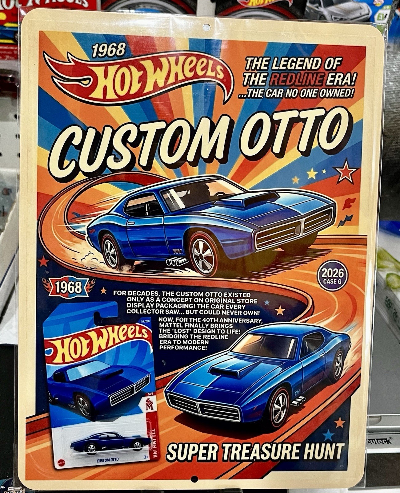 Hot Wheels Custom Otto Super Treasure Hunt Novelty Aluminum Sign 9×12” Limited