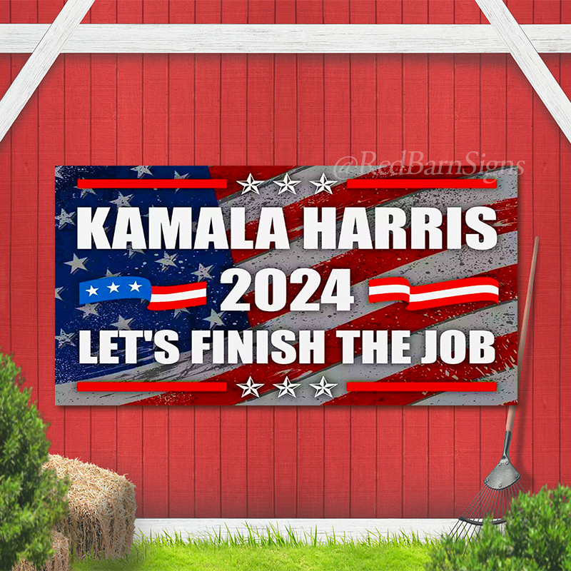 Kamala Harris 2024 Election Let’s Finish The Job Vote Blue USA Flag