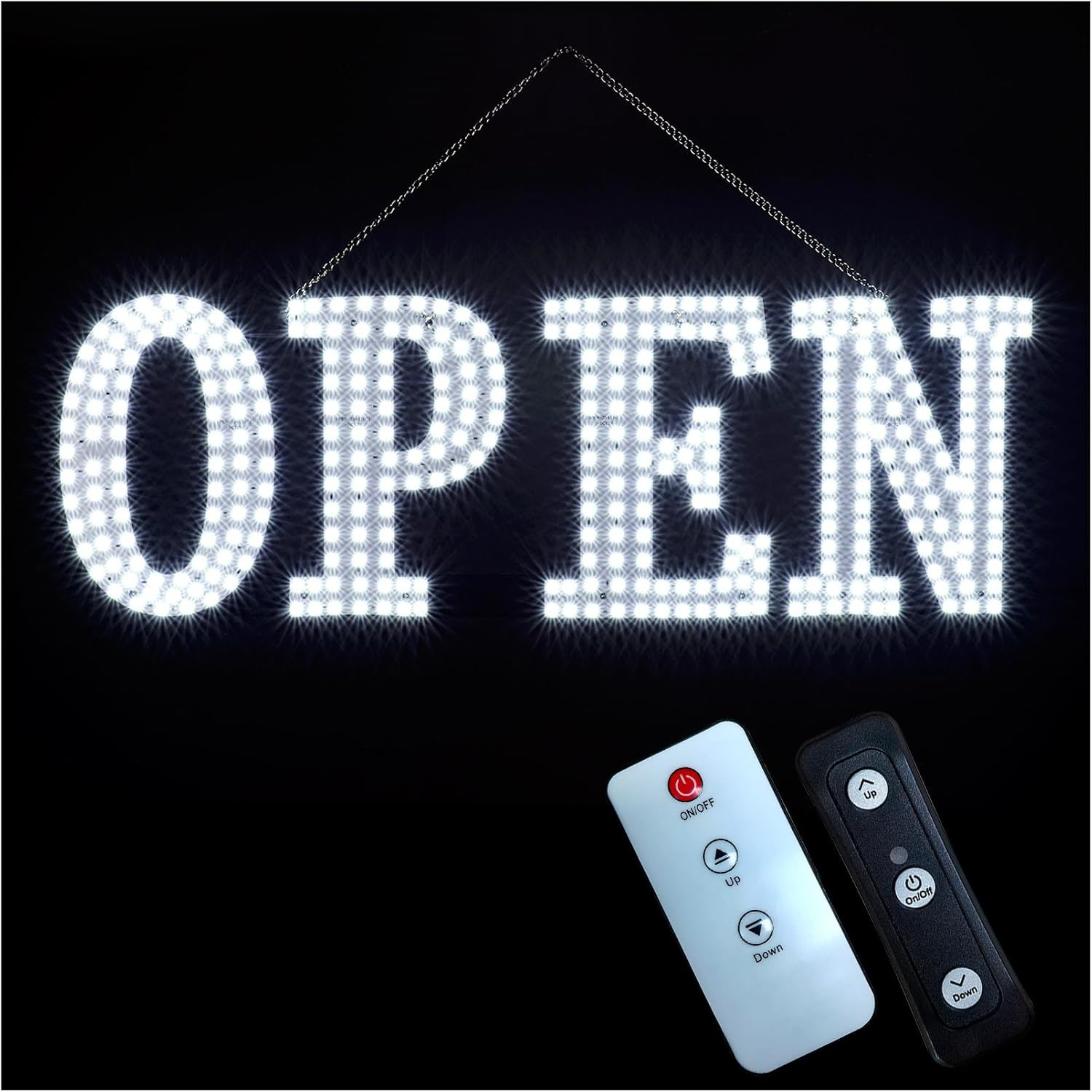Extra Large 40″ LED Open Sign with Remote, 10 Brightness Levels for Businesses