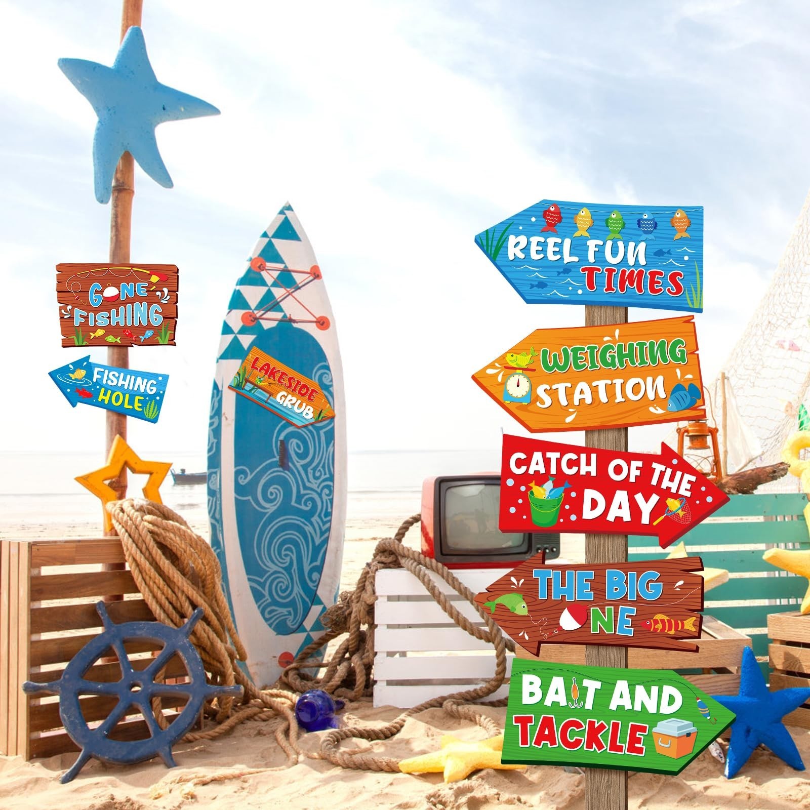 20 Pcs Gone Fishing Sign Gone Fishing Birthday Party Decorations Photo Booth …