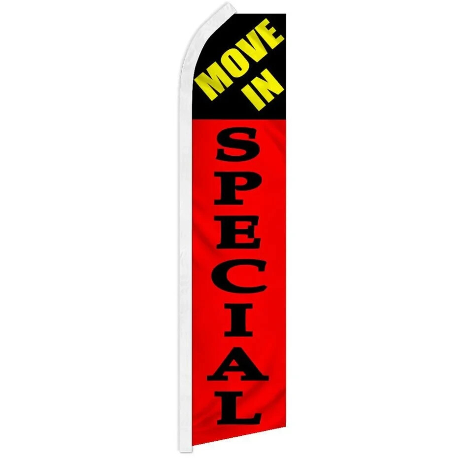 Move In Special Swooper Advertising Real Estate Banner Flag for Apartments (RED)