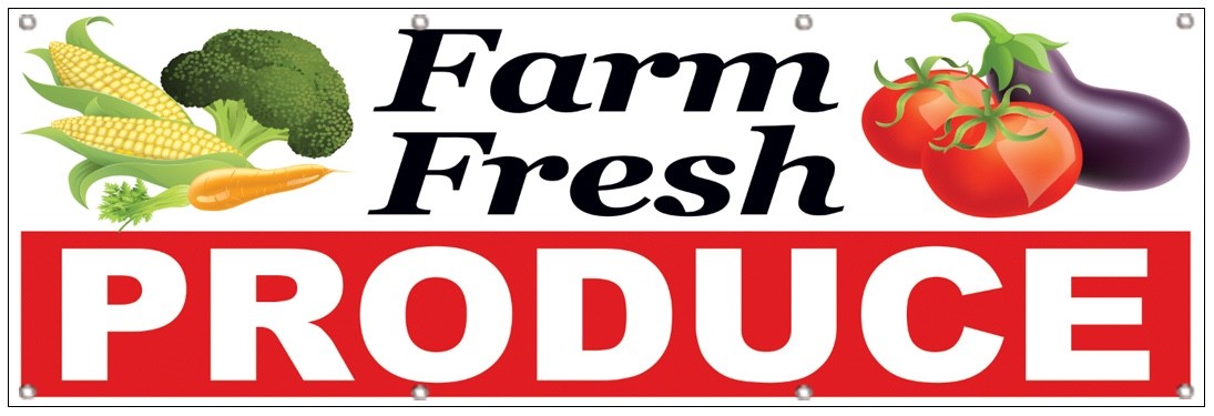 2×6 Ft FARM FRESH PRODUCE Banner Polyester Fabric Sign With Grommets wrb