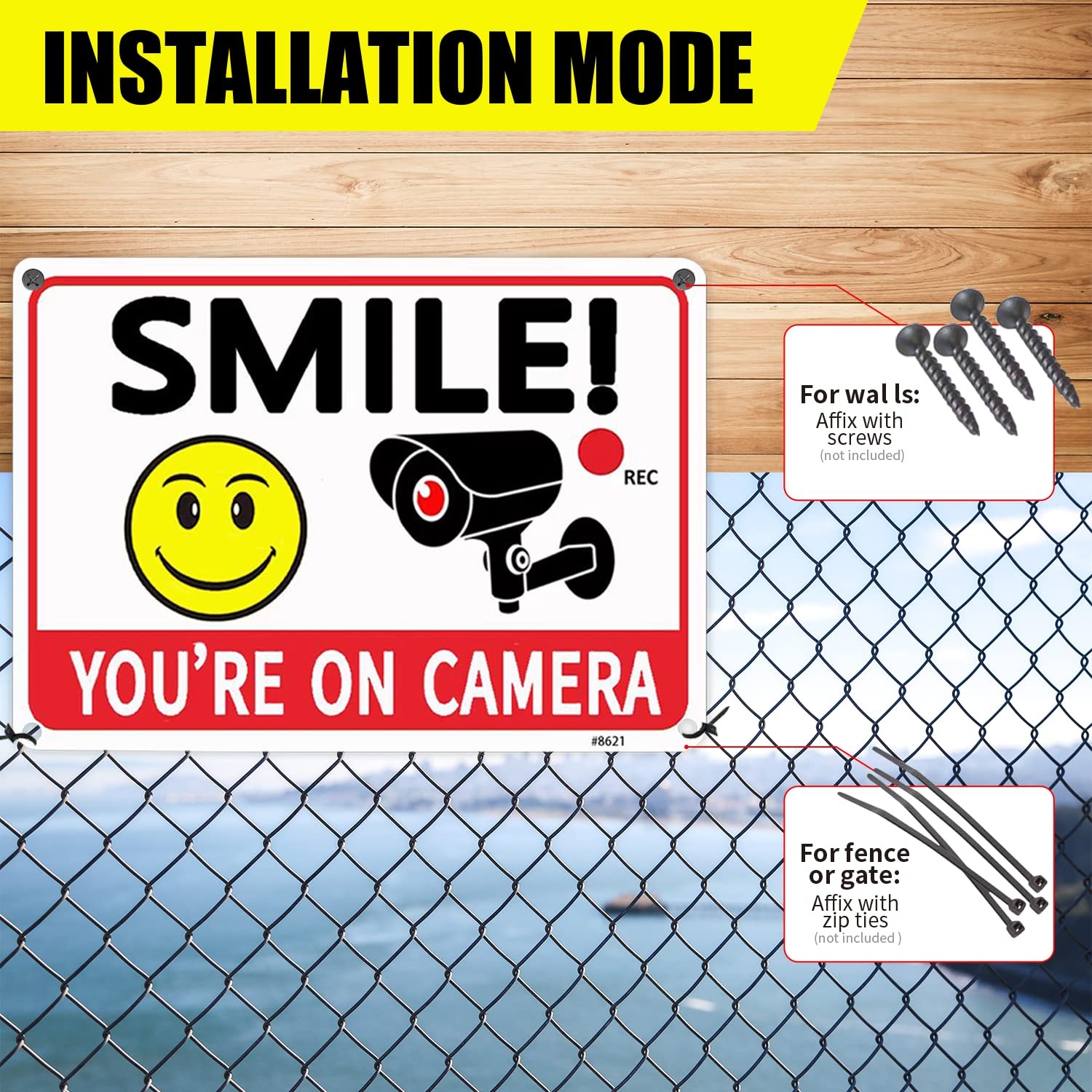 Smile Your Outdoor Camera Signs, Aluminum 7 x 10 in., Security Camera Sign fo…