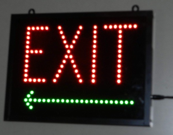 EXIT SIGN LED Display in 12 cm ( 4.5″ high characters ) LEFT & RIGHT ARROWS