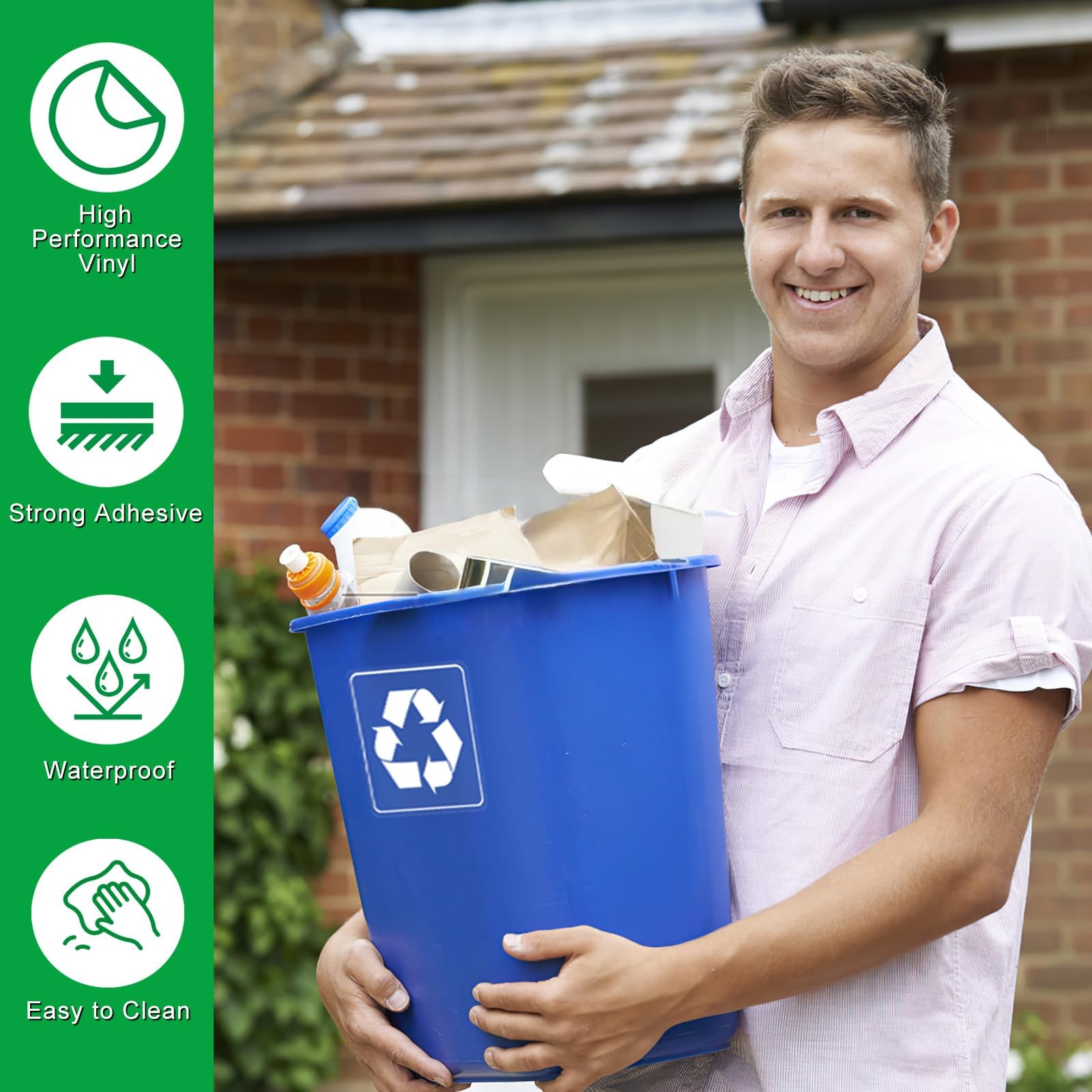 12 Pack Clear Trash and Recycle Stickers,Waterproof Recycling Stickers for Tr…