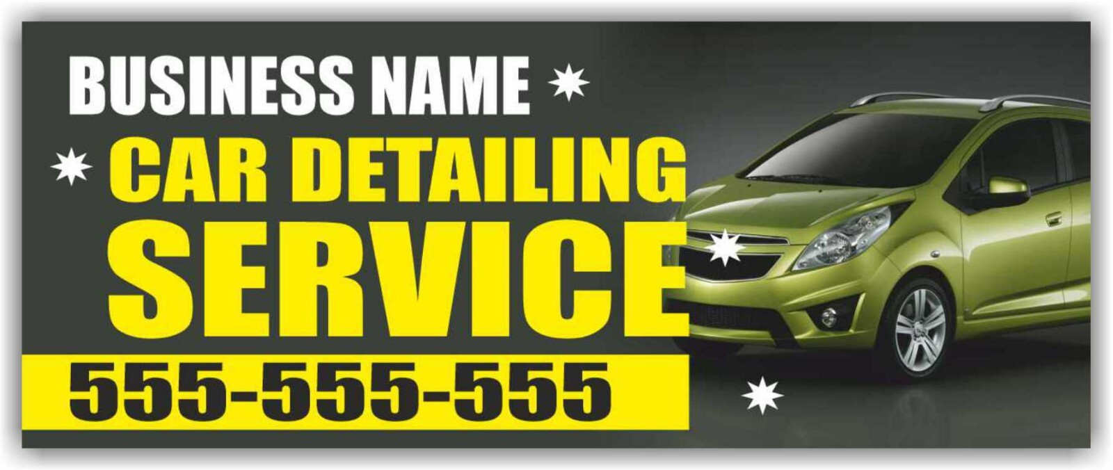 BUSINESS NAME CAR DETAILING SERVICE Advertising Banner Vinyl Mesh Sign Auto Fix
