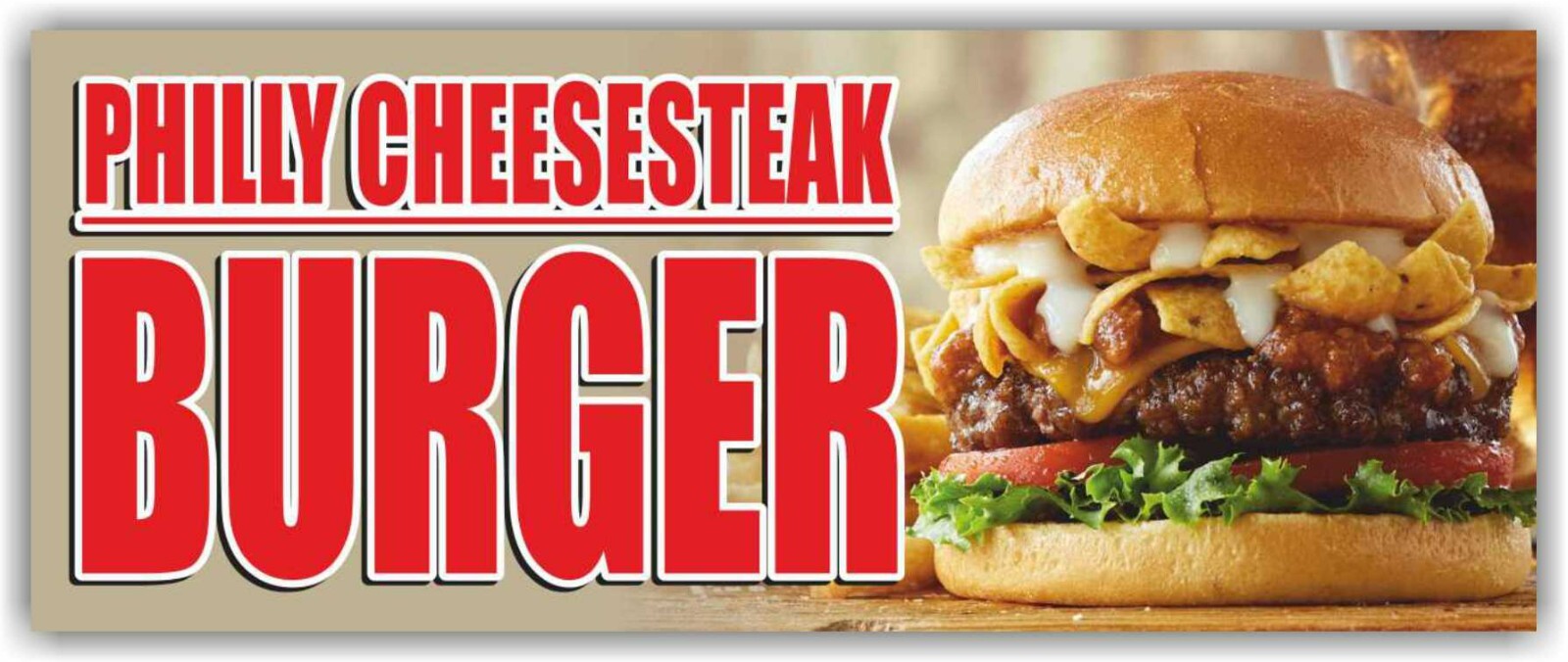 PHILLY CHEESESTEAK BURGER Advertising Banner Vinyl Mesh Sign Restaurant Bar Cafe