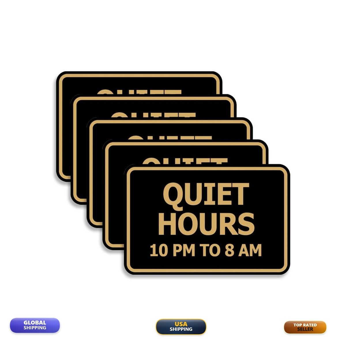 Signs Bylita Classic Framed Quiet Hours 10 Pm 8 Am Sign Black Gold – Medium 5
