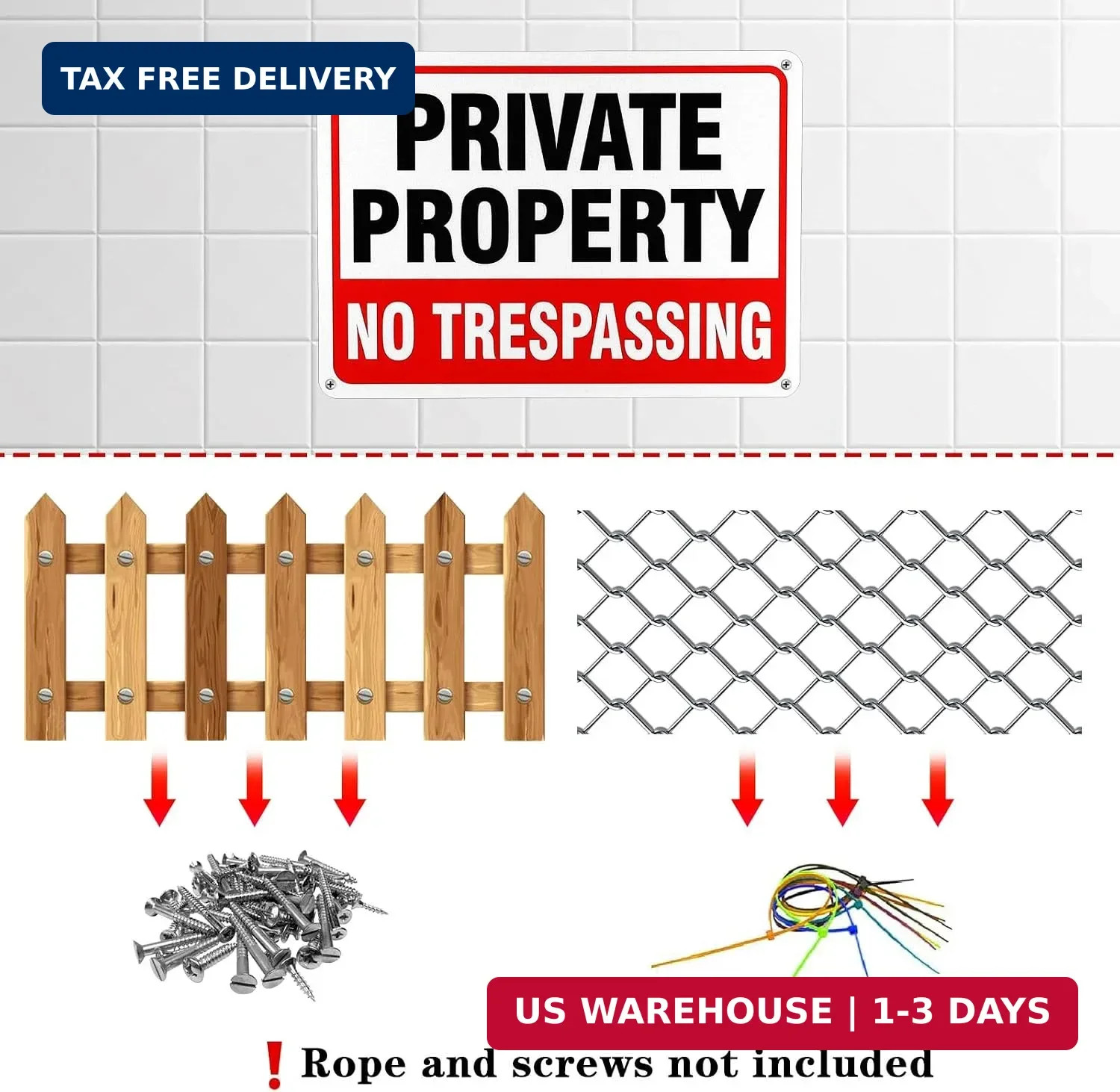 12 Pcs No Trespassing Signs, 10×7 Inch Private Property Reflective Aluminum Weat
