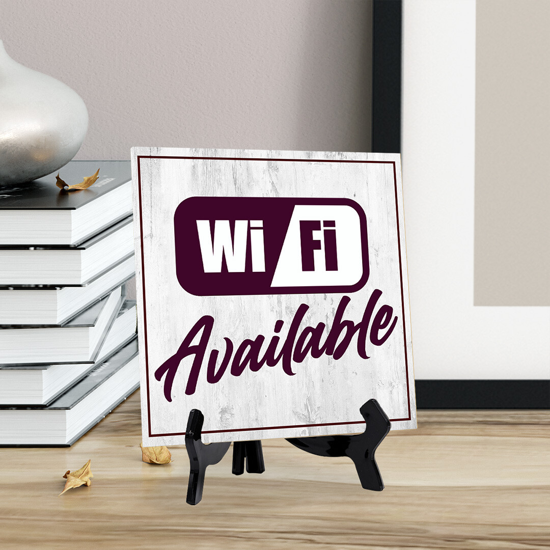 Wi-Fi Available 5″x 5″ Square Table Sign With Acrylic Easel | Restaurant