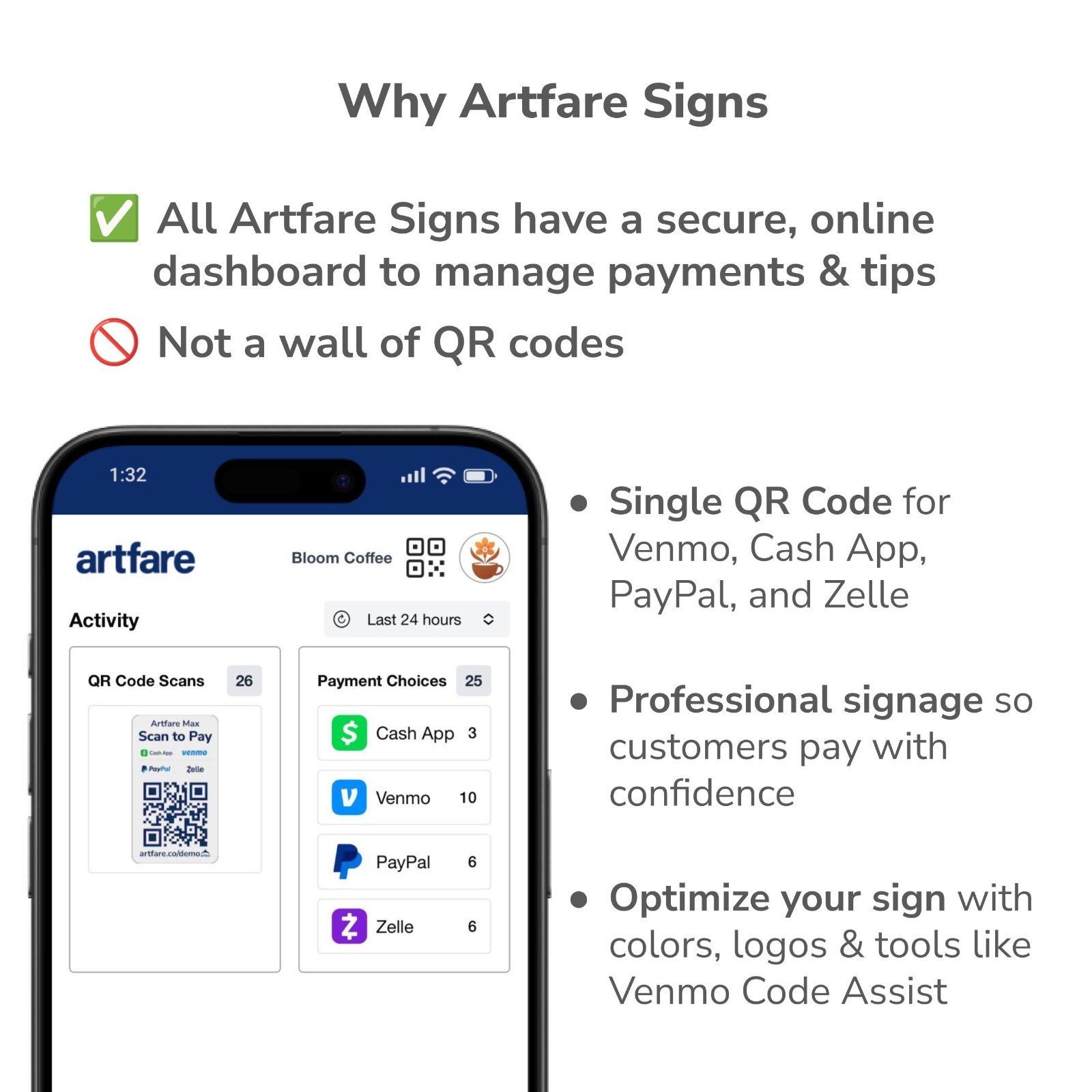 QR Code Payment Sign with Business Card Dispenser – Artfare Slim