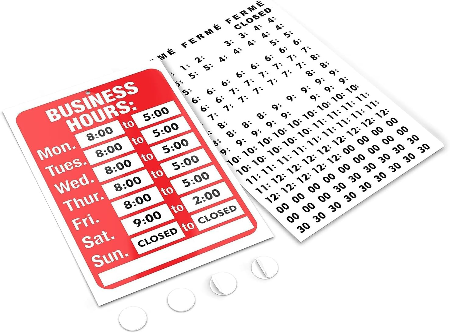 Open Signs, Business Hours Sign Kit for Glass Door or Window – Bright Red and…