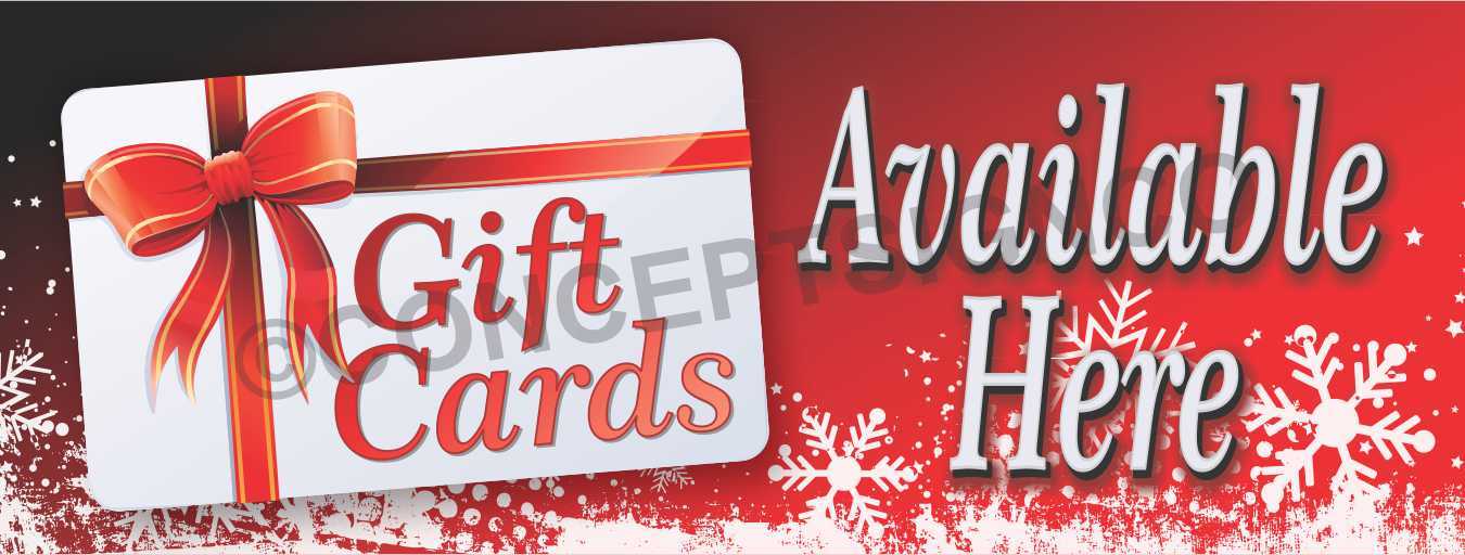 1.5’X4′ GIFT CARDS AVAILABLE HERE BANNER Sign Certificates Holiday Birthday