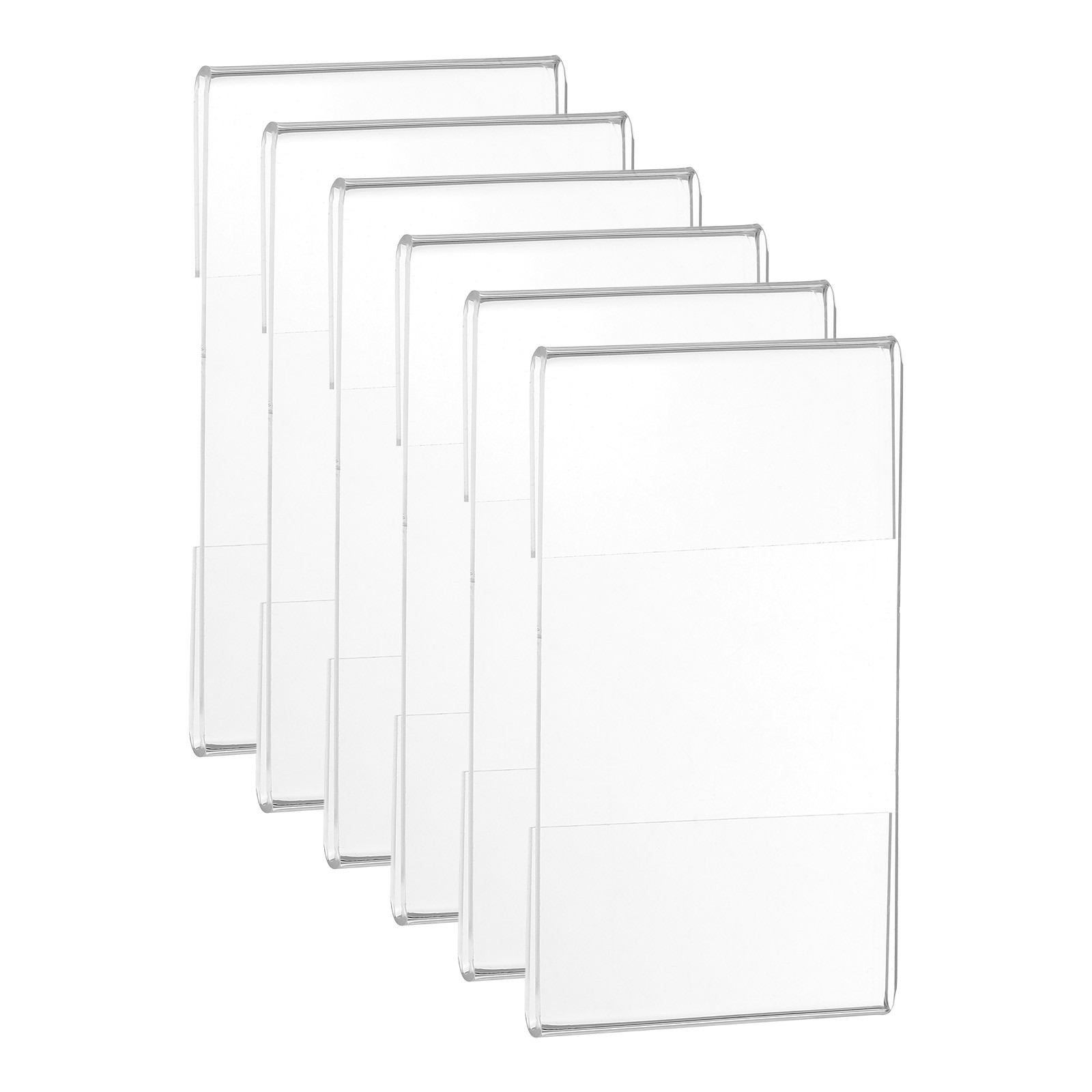 6Pcs 2×3.5″ Wall Mount Acrylic Vertical Sign Holder with Tape, Clear