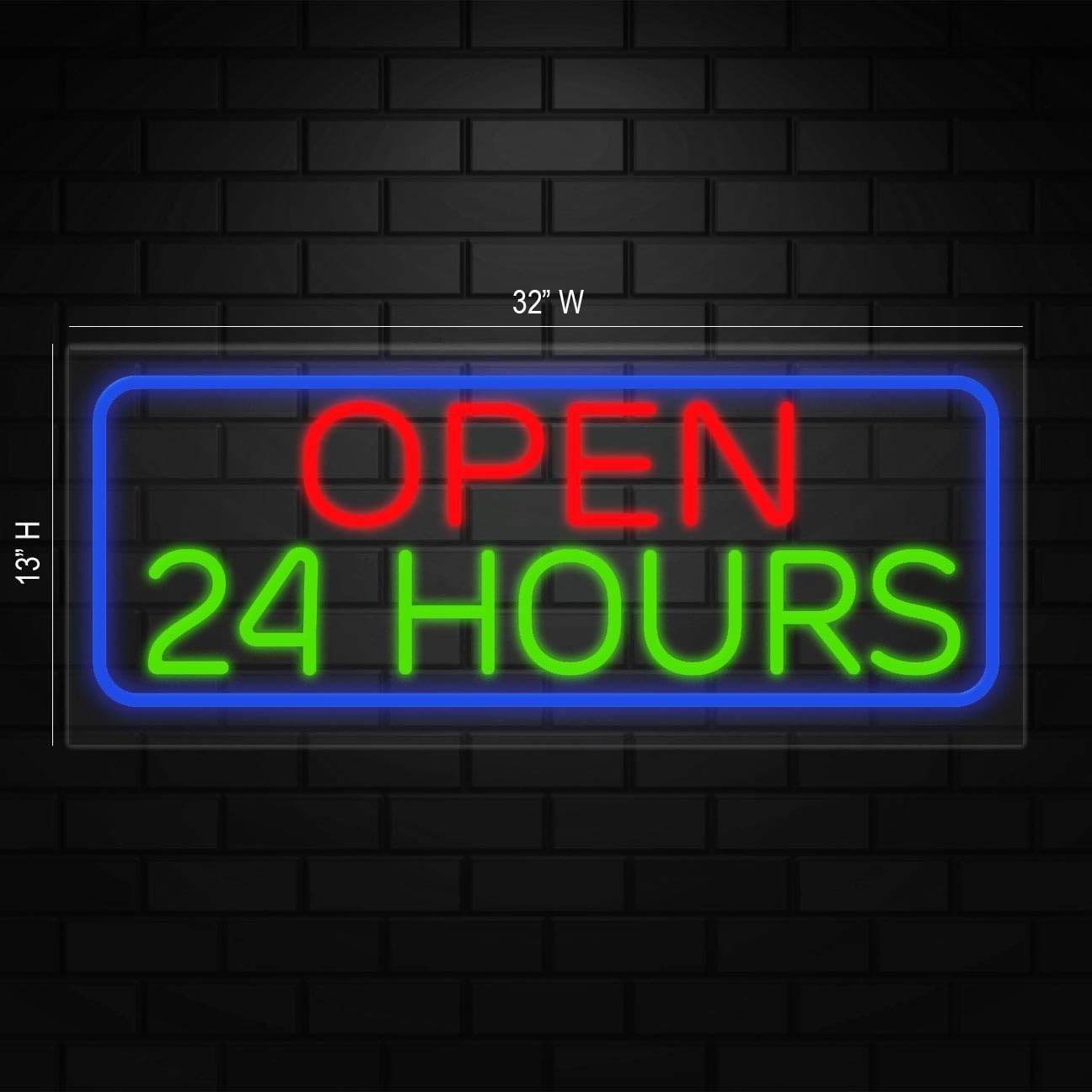 Open 24 Hours Neon Sign for Retail Displays | LED Flex Neon | 32″W x 13″H x 1″D