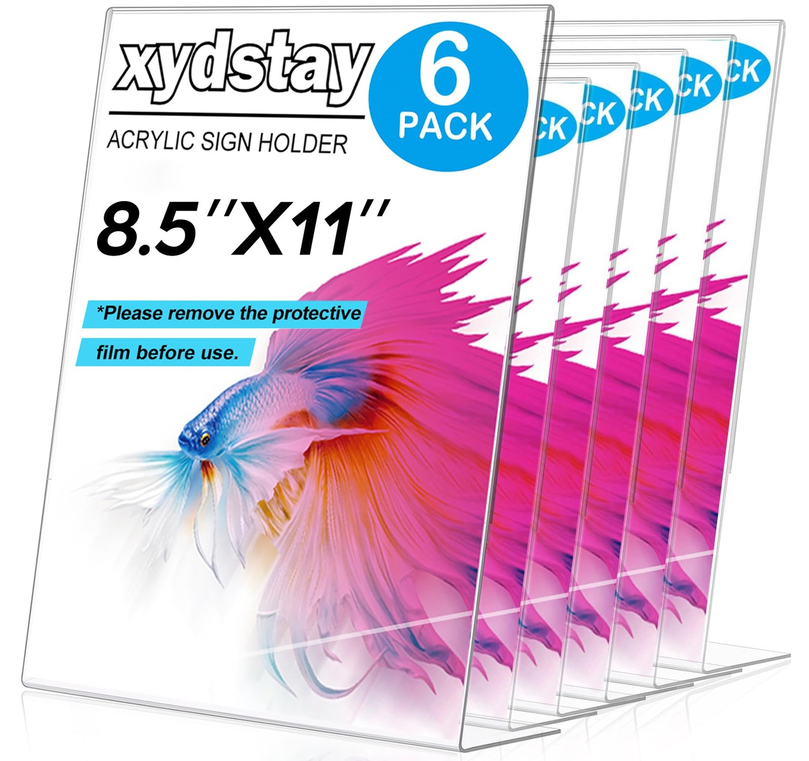 xydstay 6pack 8.5×11 Acrylic, L Shape Clear Plastic, Menu Holder,