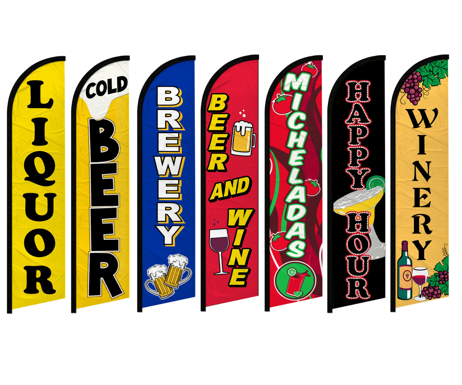 Beer & Wine Windless Swooper Full Curve Flag Bar Flag Alcoholic Drinks