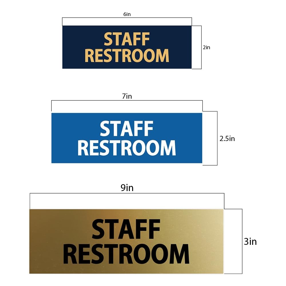 Signs ByLITA Basic Staff Restroom 2.5 x 6″ – Small (1 Pack), Brushed Silver