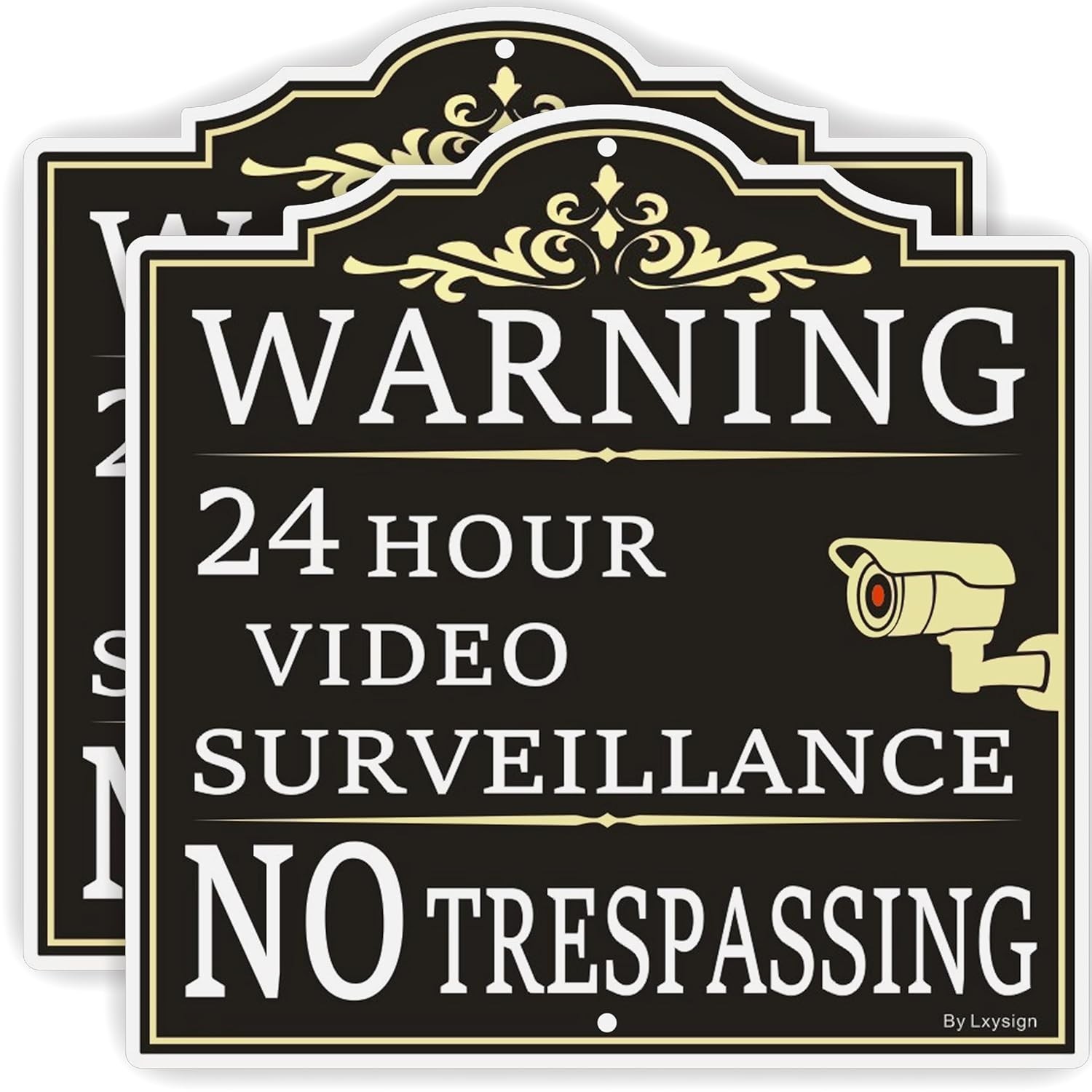 (2Pack) Large Video Surveillance Sign, No Trespassing Warning Sign, 12 x 12 In