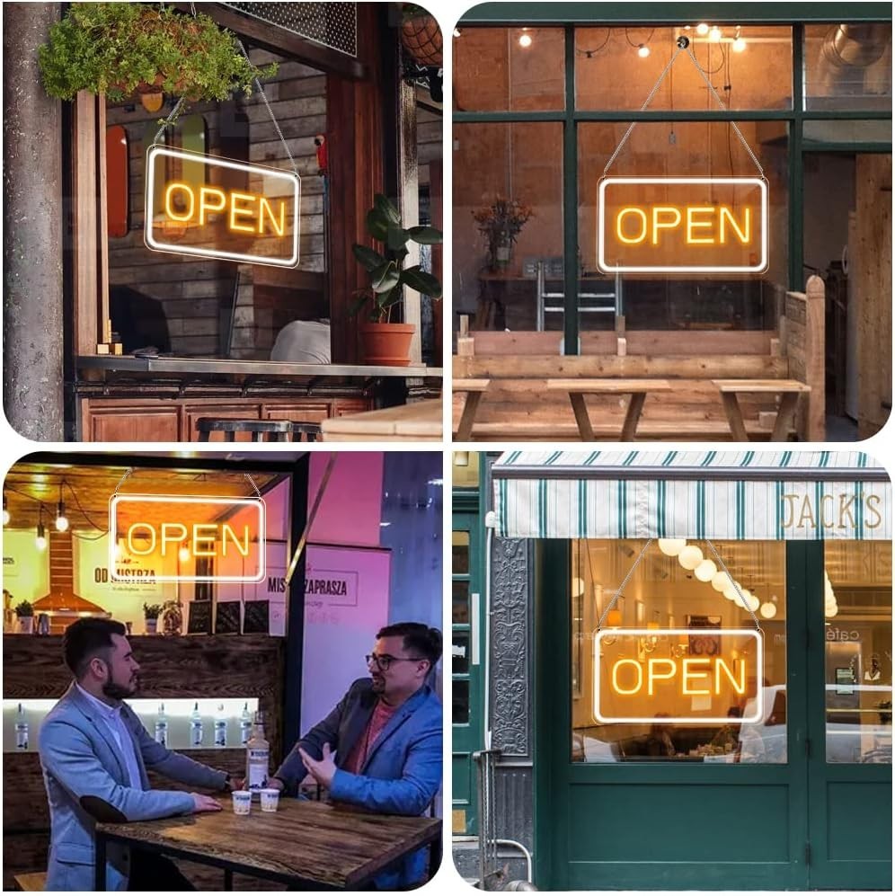 LED Open Sign 16×9 inch, 12V Super Bright Open Signs for Business, Open Neon…