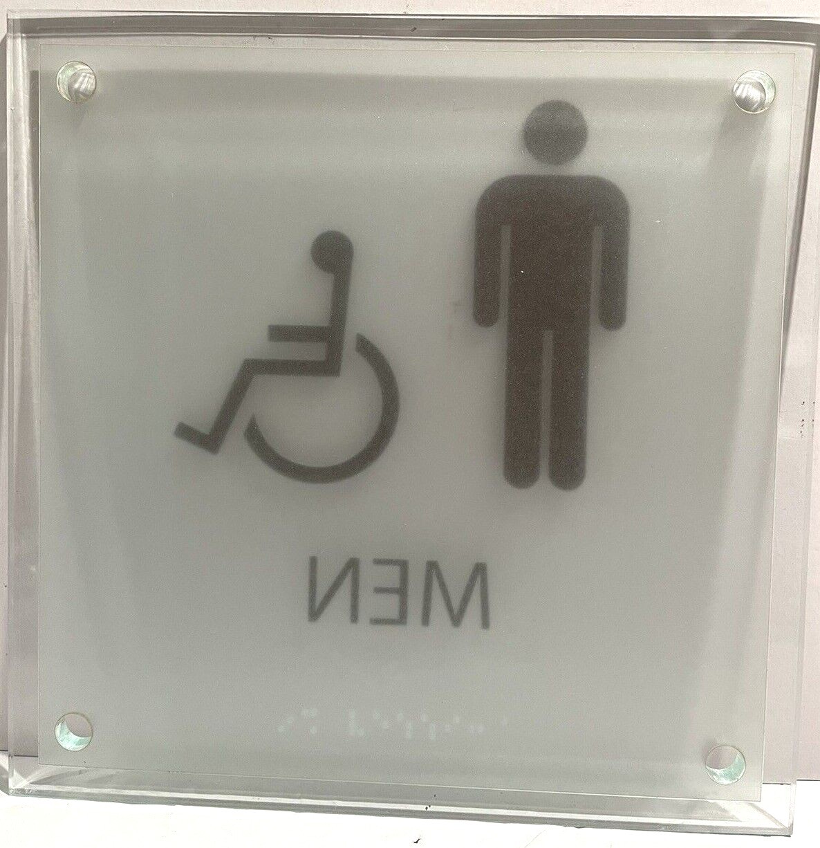 ADA Compliant Unisex Men Women Stairs Restroom Sign with Braille II , 8″x8″