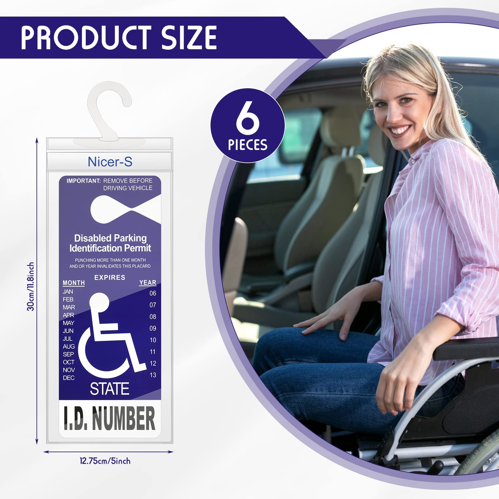 Pajean 6 Pieces Handicap Placard Holder for auto Ultra Transparent