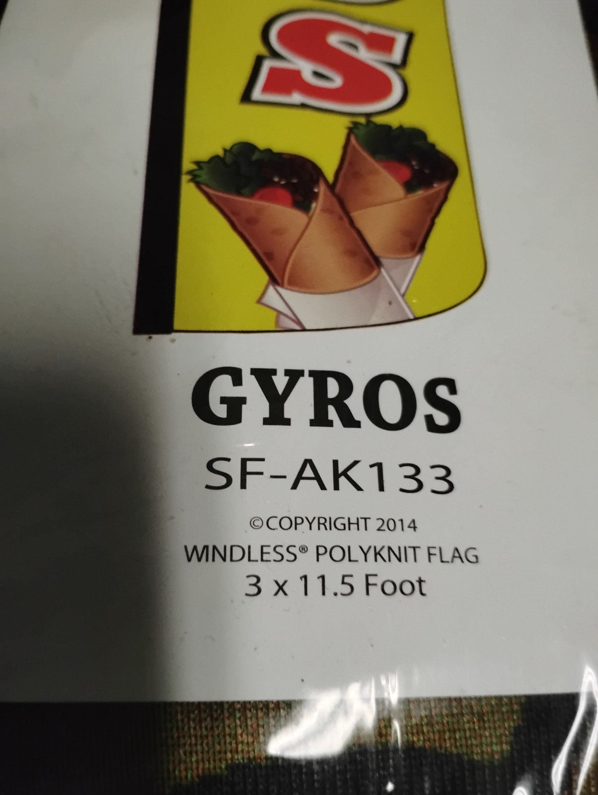Gyros Windless Polyknit Feather Flag (Model SF-AK133), measuring 3 x 11.5 feet,