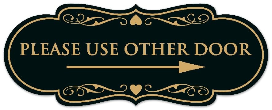 Please Use Other Door Right Arrow Sign Black Gold Medium Wall Business