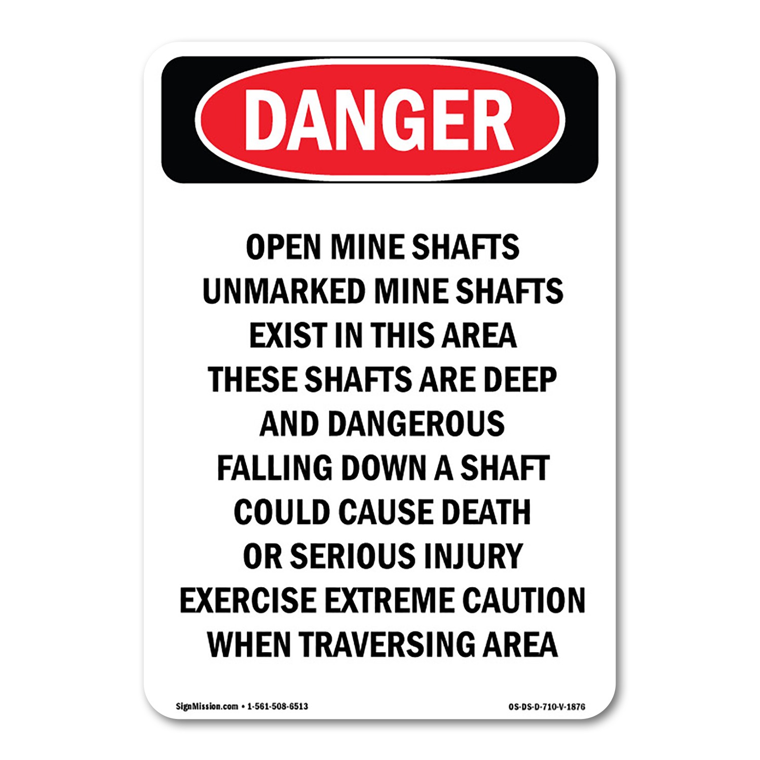 Open Mine Shafts Unmarked ANSI Danger Sign Metal Plastic Decal