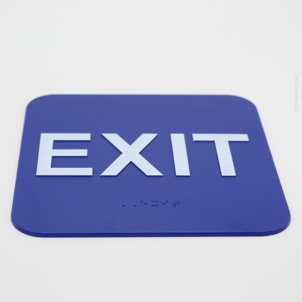 Braille EXIT Sign – ADA – 6×6 – With Double Sided Adhesive Tape – (Blue)
