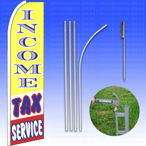 Feather Flag Swooper Advertising Flag Banner Sign 15′ Tall Kit – INCOME TAX SERV
