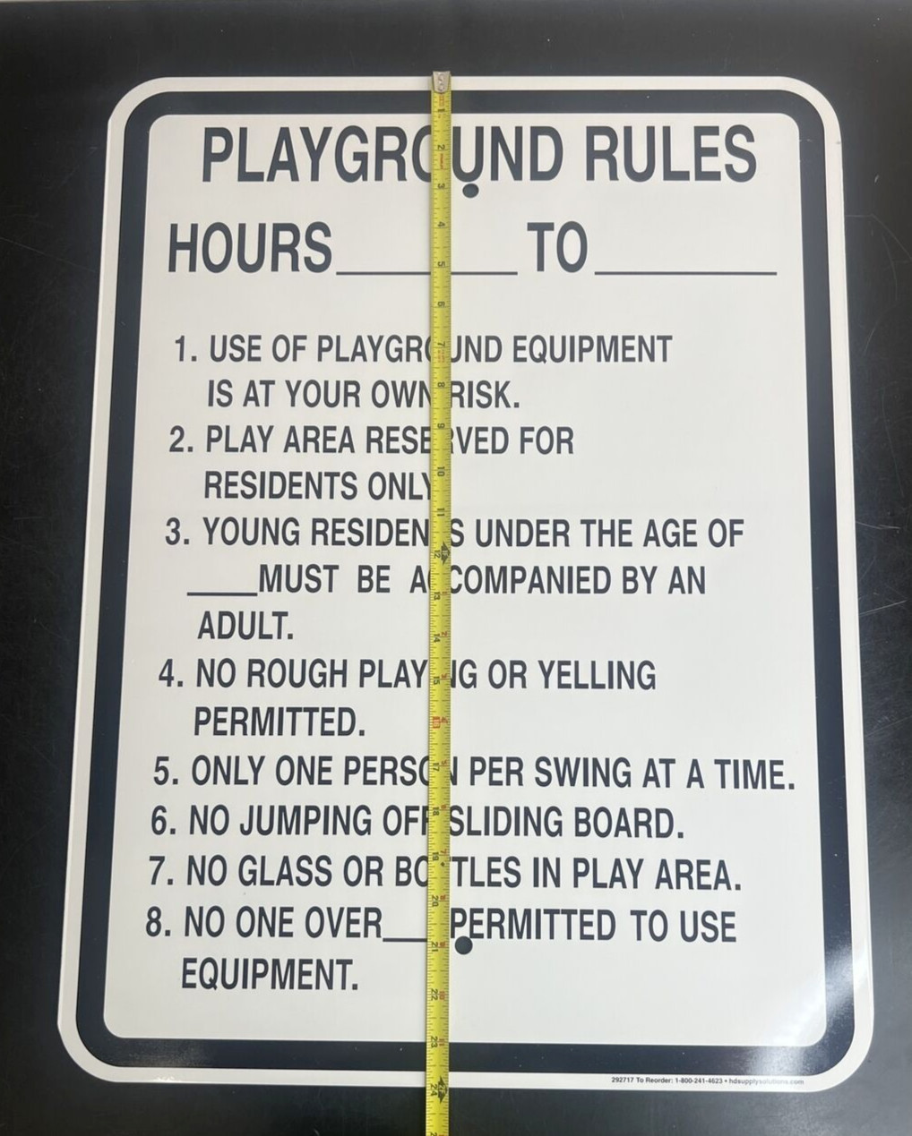 (2x) NEW 18″ x 24″ Playground Rules Sign Non-Reflective White & Black – 2 Signs