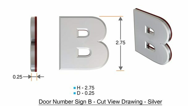 Apartment Number 6B Sign/Mailbox Number Sign, (Silver,3D,…–REF24-1027