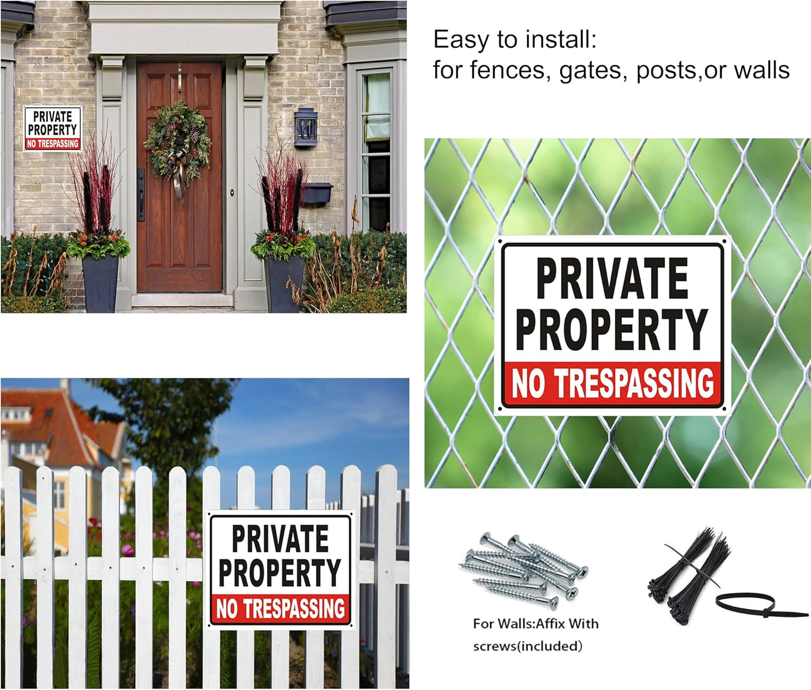 Private Property Sign Metal Large Weatherproof No Trespassing 14×10 Inches