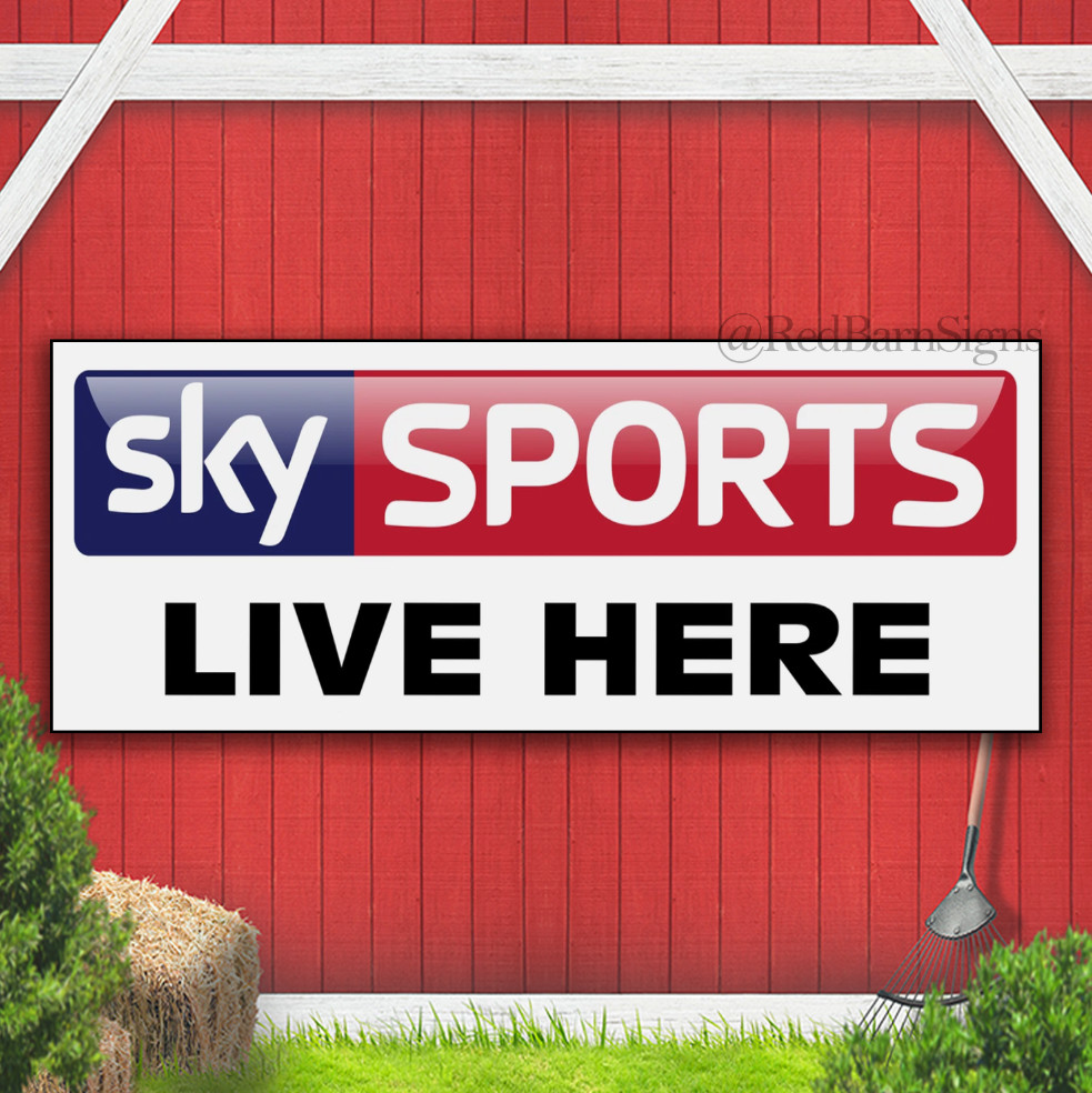 SKY SPORTS LIVE HERE sports Indoor Outdoor Banner Sign with grommets