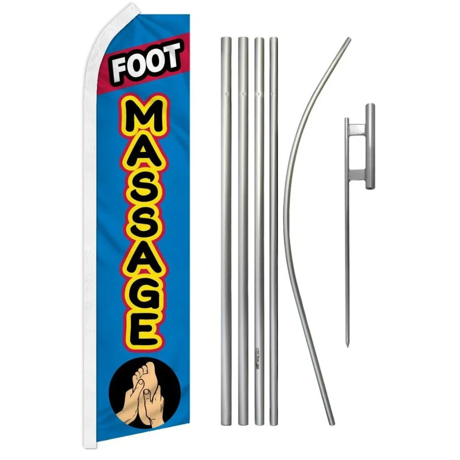 Foot Massage Swooper Advertising Flag & Pole Kit