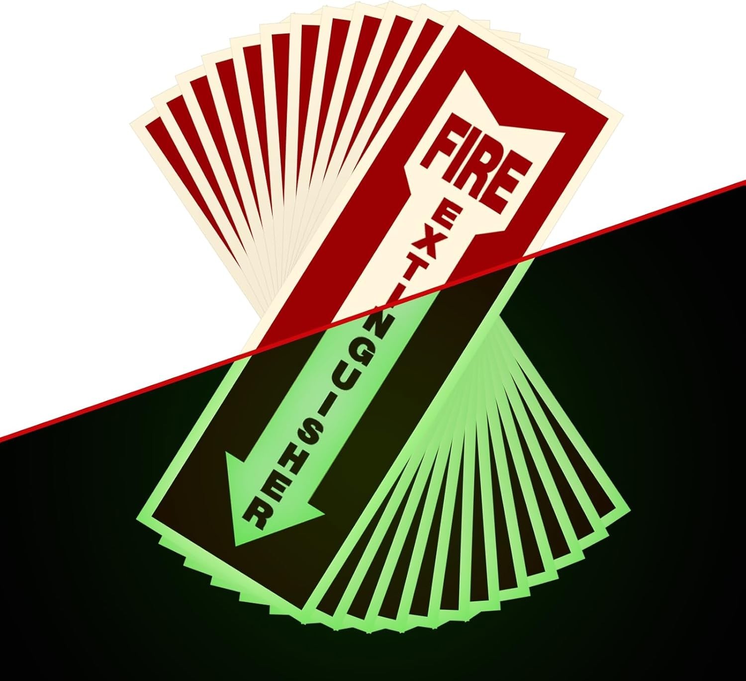Fire Extinguisher Signs,Safety Sign Sticker glow in the dark 12 Small, red
