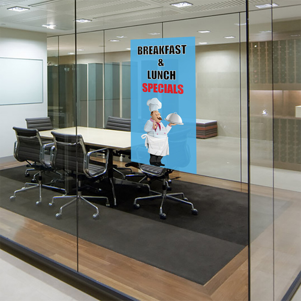 Door Decals Vertical Vinyl Stickers Multiple Sizes Breakfast and Lunch Vinyl