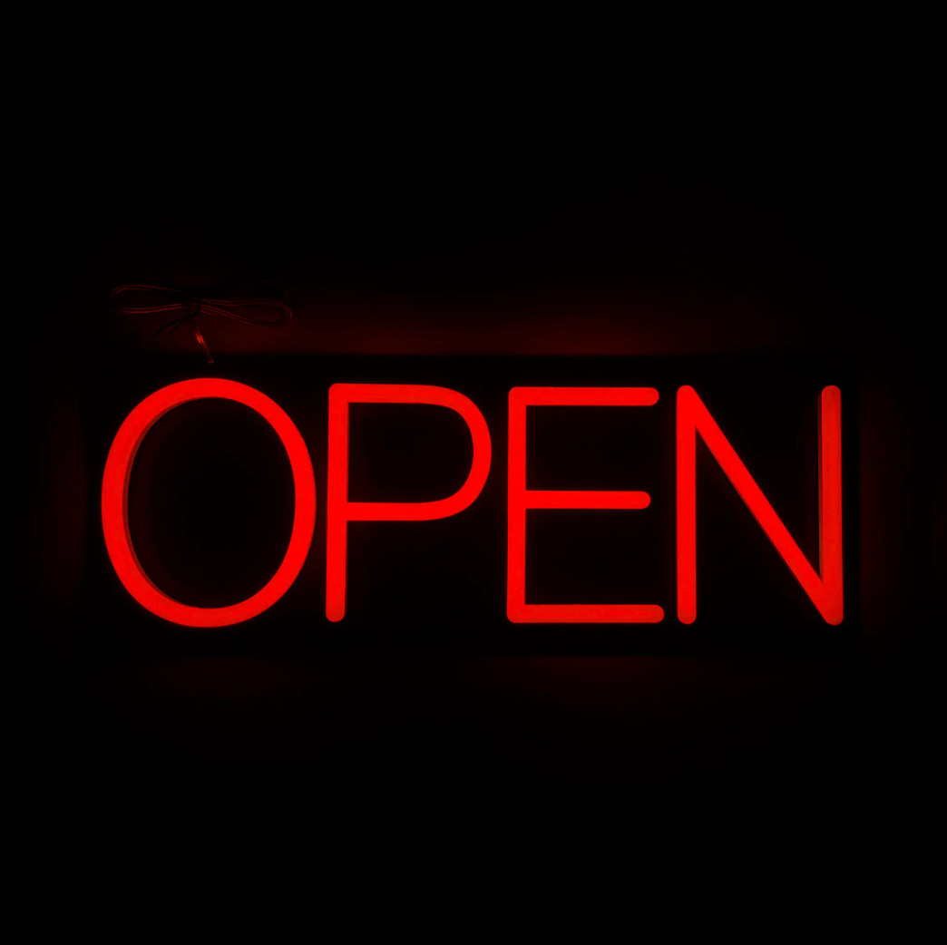 HiNeon Simple Modern Open Sign Business 8″ x 19 ” Business Store Sign CHARITY!